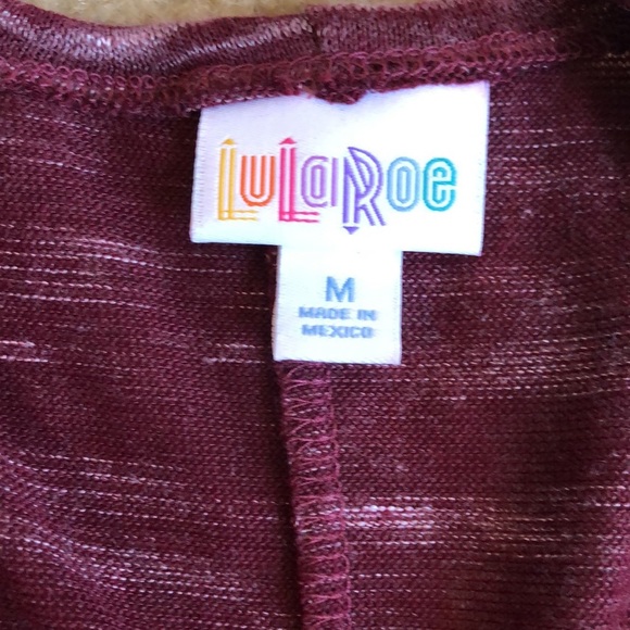 Lularoe Joy Vest Heathered burgundy red white sweater material medium sleeveless - Picture 6 of 7